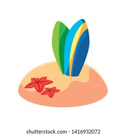 summer sand beach with surfboards scene
