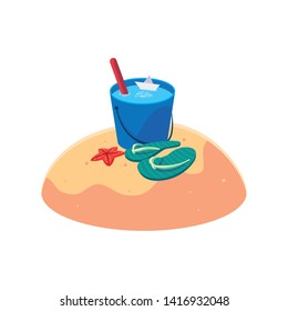 summer sand beach with water bucket scene