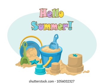 summer, sand, bucket