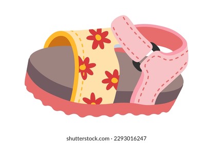 Summer sandal shoe for kids Fashionable footwear. Vector illustration