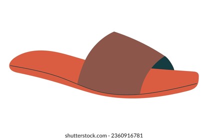 Summer sandal shoe without heel, flat sole footwear, isolated vector illustration