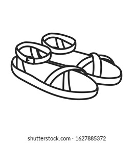 Summer sandal vector icon.Line vector icon isolated on white background summer sandal .