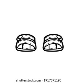 Summer sandals for a boy outline for coloring on a white background