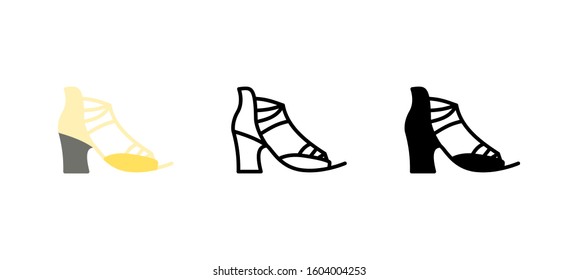 Summer Sandals women shoes clothes icon. Apparel flat, silhouette, line vector illustration on white background