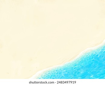 Summer sandy beach - beautiful summer beach resort frame illustration of the sea seen from above.