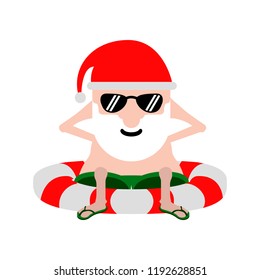 Summer santa claus on a lifesaver. Vector illustration design