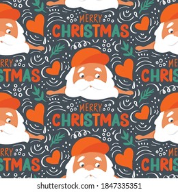 Summer Santa Claus seamless pattern. Merry Christmas at the beach background. Tropical Christmas and happy New Year texture. Cute vector holidays design, print, wrapping paper.