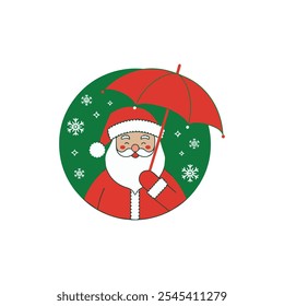 Summer Santa Claus in shorts on beach vector Santa or Umbrella Icon or White Background 