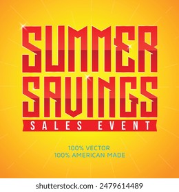 Summer Savings Sales Event Headline Vector for Summer Retail Event