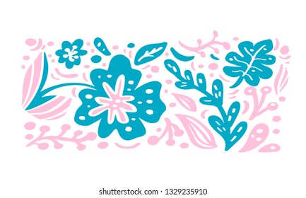 Summer scandinavian ornament vector floral tropical bouquet composition for design. Color elements for print, greeting card. isolated illustration on white background