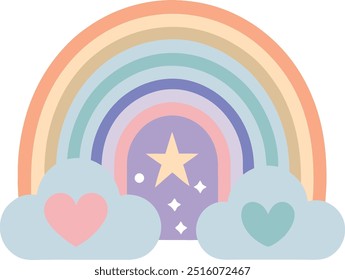 Summer Scandinavian rainbow clipart for children's events