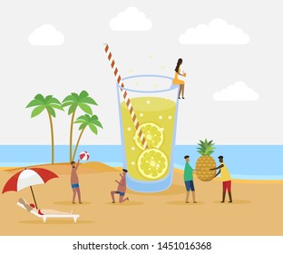Summer scene, group of people, Vector illustration Eps 10