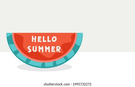 Summer scene, huge watermelon. Hello summer background