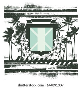 summer scene with shield flowers and palms