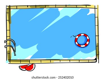 summer scene swimming pool from top view