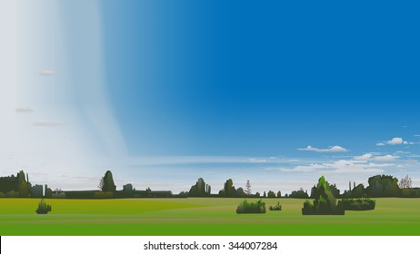 Summer scenery with scattered clouds