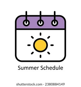 Summer Schedule  vector Filled outline Design illustration. Symbol on White background EPS 10 File 