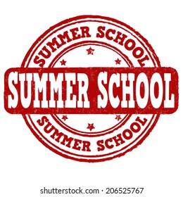 Summer School Grunge Rubber Stamp On White, Vector Illustration