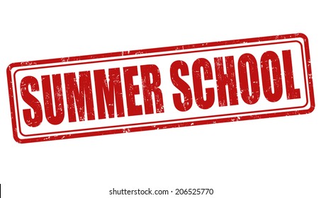 Summer School Grunge Rubber Stamp On White, Vector Illustration