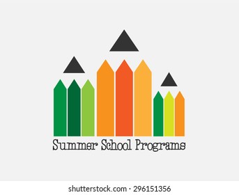 Summer School Program - Logo Suitable For An Educational Program, Arts Training, Science Lab, An Literature Website, A Creative Writing Course, A Book Club Etc