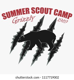 Summer Scout Camp typography, t-shirt graphics, Artwork apparel stamp, tee print design, vector