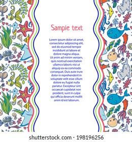 Summer sea animals texture pattern background.