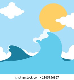 Summer sea background with sun and cloud and blue sky. You can use for advertising and blog decorate.