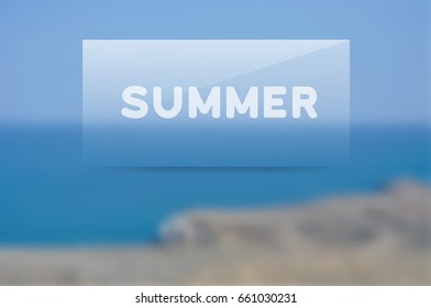 Summer sea background with transparent label
