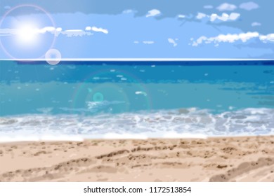 Summer sea background Vector realistic. blur effect templates