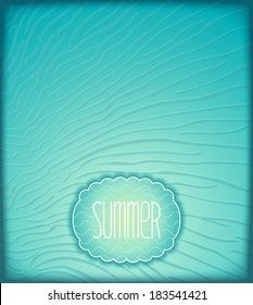 Summer sea background with waves and the effect of the aquarium. Inscription in decorative frame. Vector eps 10 