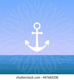 Summer sea banner with anchor. Vector Illustration.