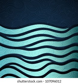 Summer sea banner made of fancy paper, vector eps8 illustration