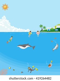 Summer sea bathing - undersea
