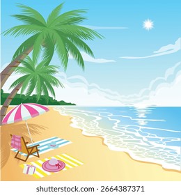 Ilustración vectorial de fondo de playa de mar de verano
