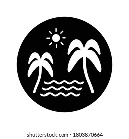 summer, sea, beach icon. Black vector design is isolated on a white background