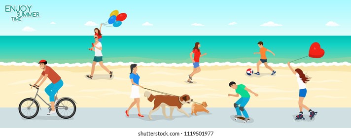 Summer Sea Beach People Active rest Vacations
