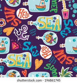Summer sea holiday background! Vector backdrop. Bright pattern. Summer template. Use for wallpaper,pattern fills, web page background.