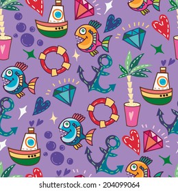 Summer sea holiday background! Vector backdrop. Bright pattern. Summer template