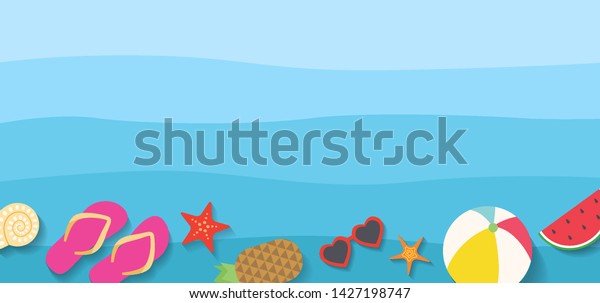 Summer Sea Horizontal Background Banner Blue Stock Vector Royalty Free