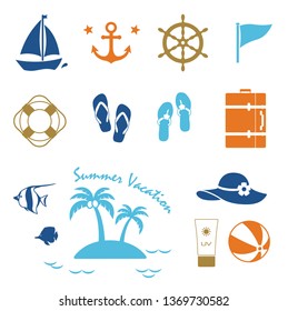 Summer sea icon set
