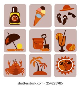 Summer sea icon set.