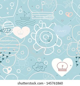 summer sea illustration, seamless pattern. vector illustration