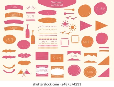 Summer sea image title frame set Pink and Orange colorful material