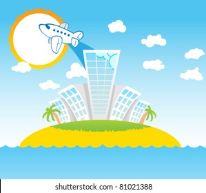 Summer sea landscape. Vector.