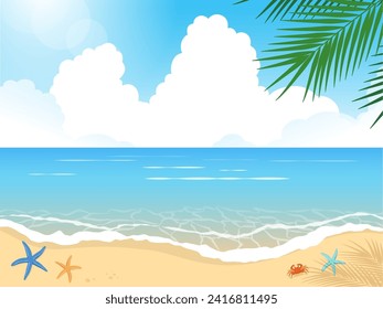 Summer sea landscape vector illustration