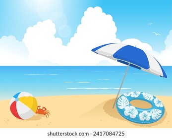 Summer sea landscape vector illustration