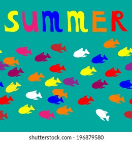 Summer sea pattern. Colourful background with corals. Underwater. Holiday background