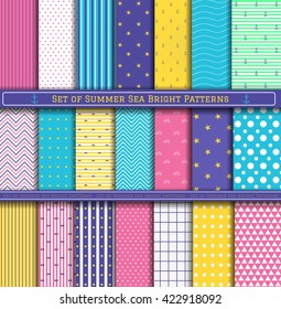summer sea patterns. Scrapbook design elements. 21 different summer patterns can be used for wallpaper, pattern fills, web page,background,surface