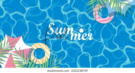 Summer sea poster template. Sea waves abstract backgrounds. summer vector background with pool illustrations for banners, cards, flyers, social media wallpapers, etc.