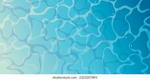 Plantilla de afiche de verano sobre el mar. Olas marinas de fondo abstracto. Fondo de textura turquesa de agua rizada. Vector abstracto de chispa de agua azul brillante